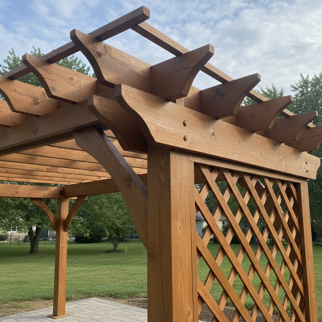 Completed pergola construction work at a residential property in Rockford, IL