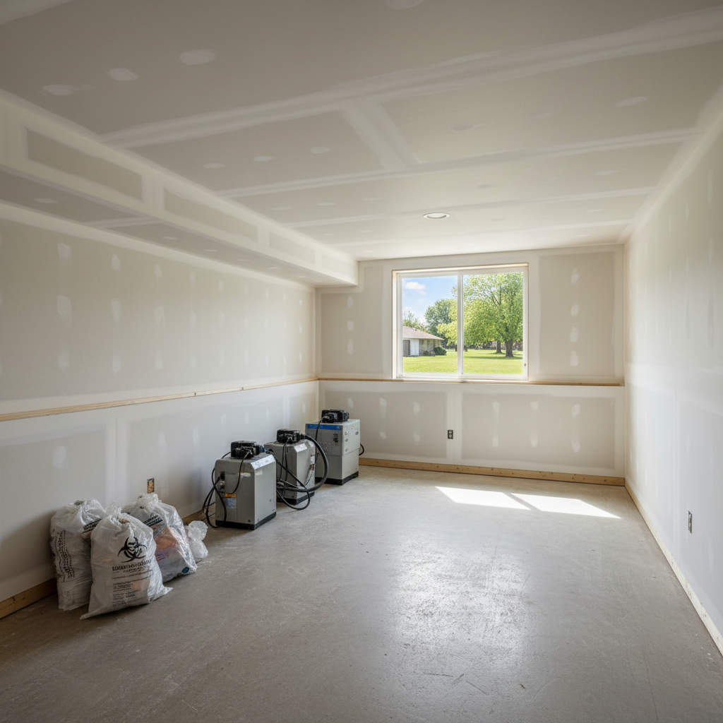 Completed mold remediation work at a residential property in Rockford, IL