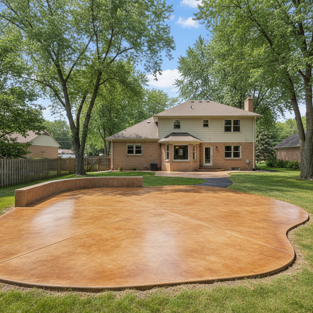 Completed concrete staining work at a residential property in Arlington Heights, IL