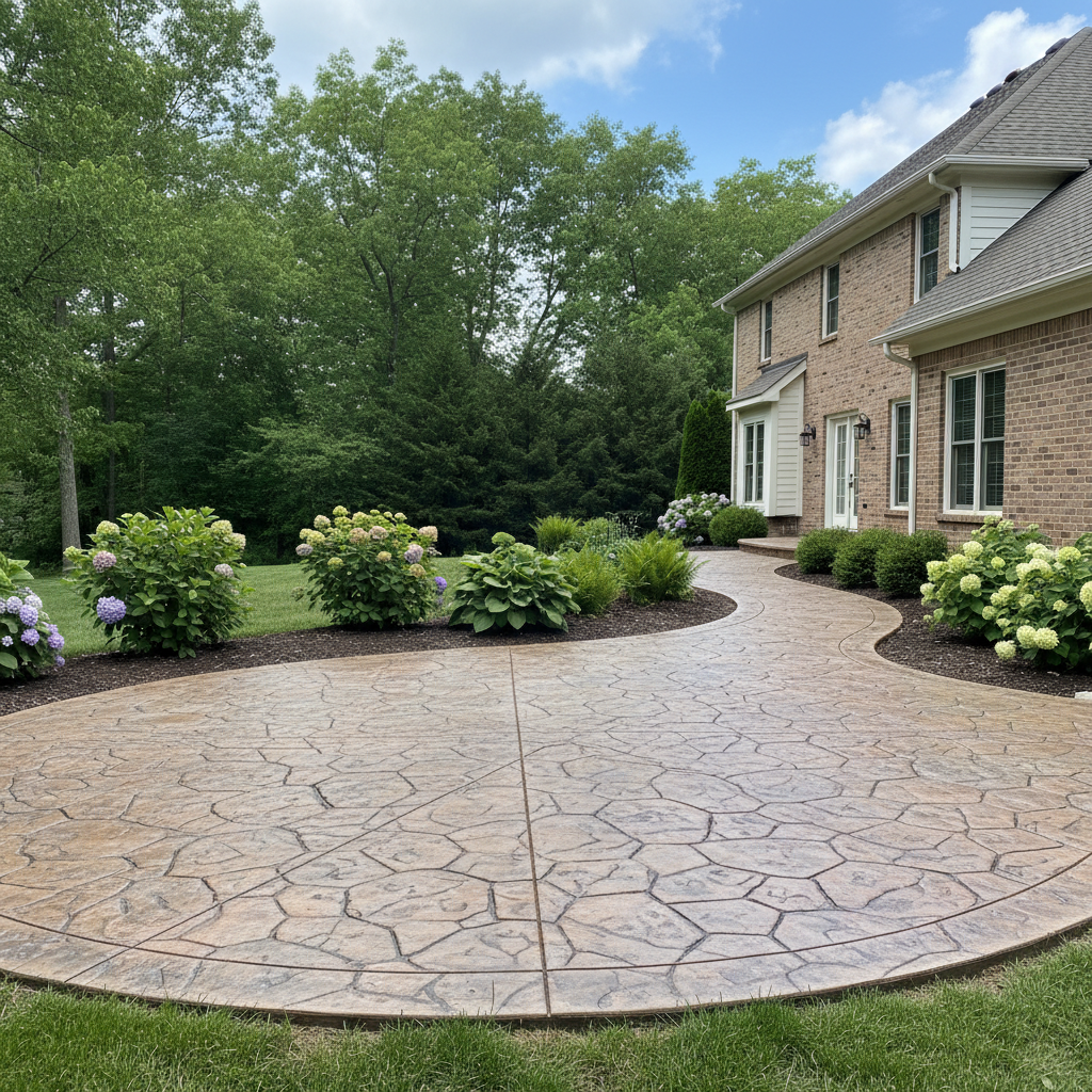 Completed stamped concrete work at a residential property in Arlington Heights, IL