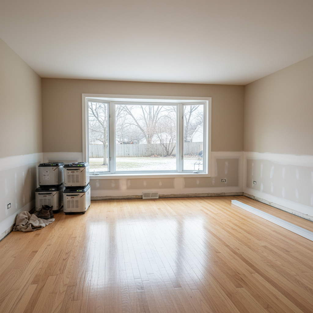Completed structural drying work at a residential property in Bellwood, IL