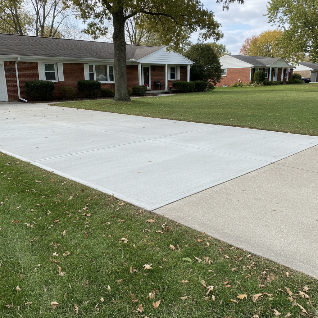 Completed concrete repair work at a residential property in Wheaton, IL
