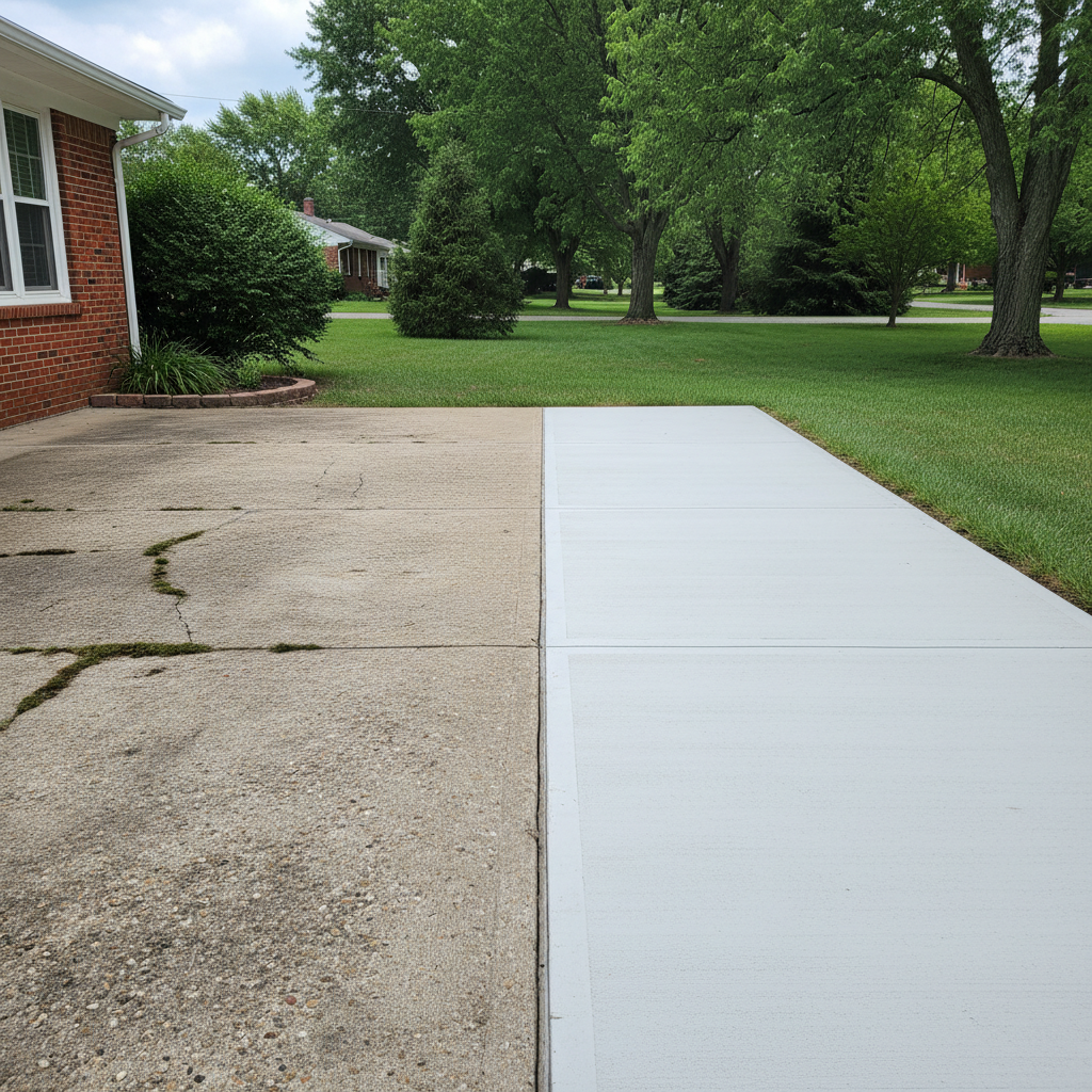 Completed concrete flatwork work at a residential property in Muncie, IN