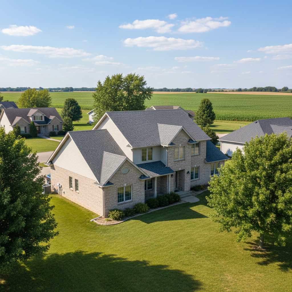 Completed roof repair work at a residential property in Sioux Center, IA