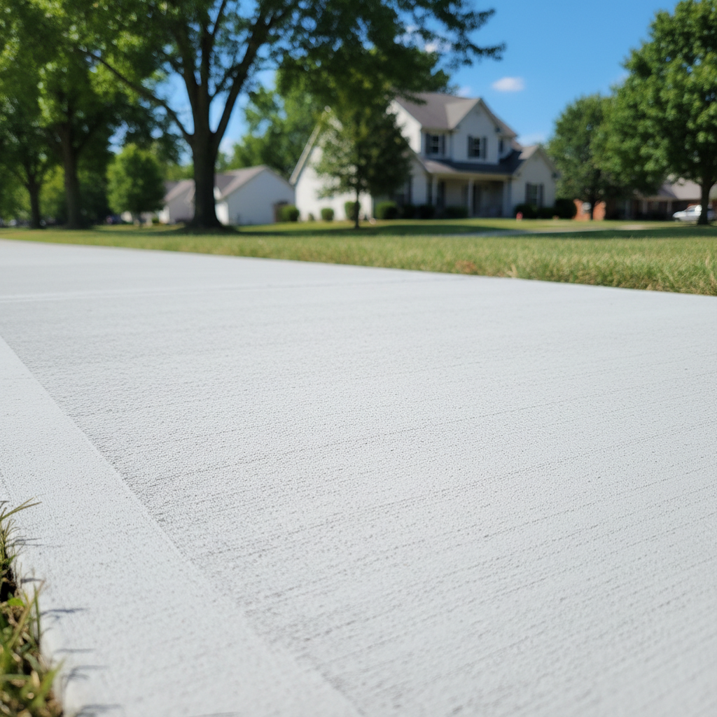 Completed concrete sidewalks work at a residential property in Lawrence, KS