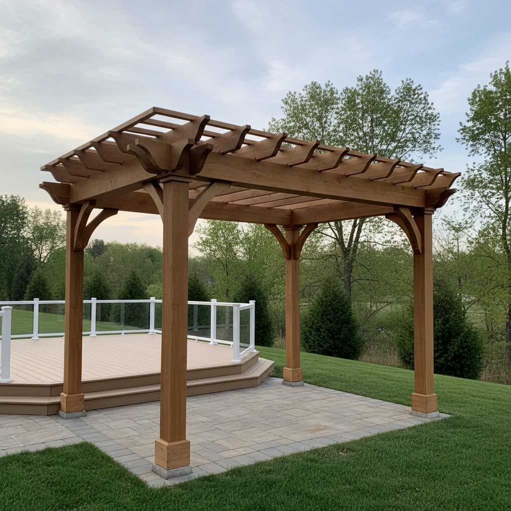 Completed pergola construction work at a residential property in Elizabeth, IN