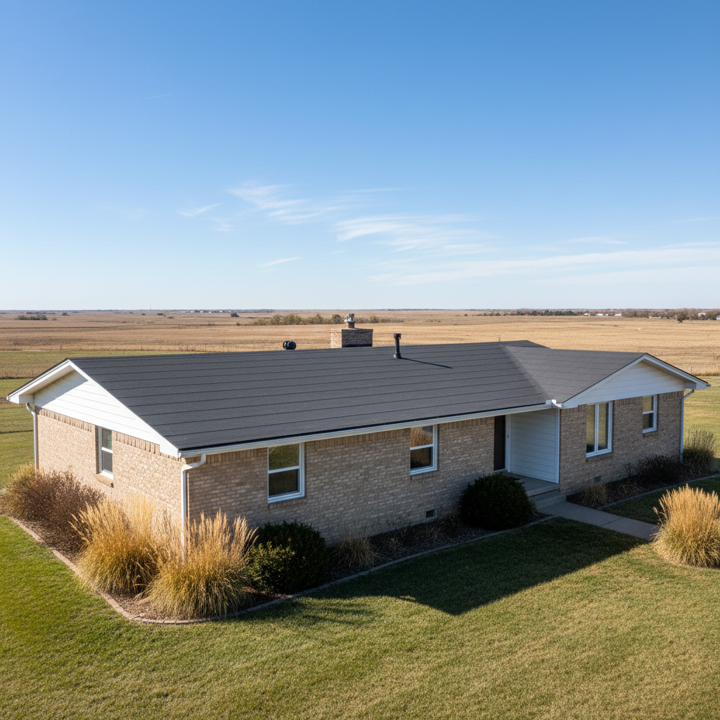 Completed flat roofing work at a residential property in Garden City, KS