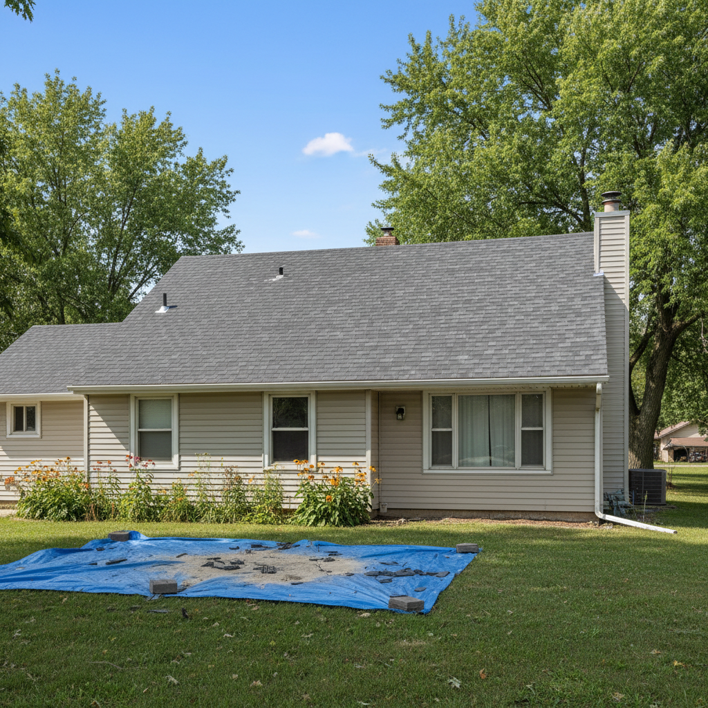 Completed storm damage repair work at a residential property in Derby, KS