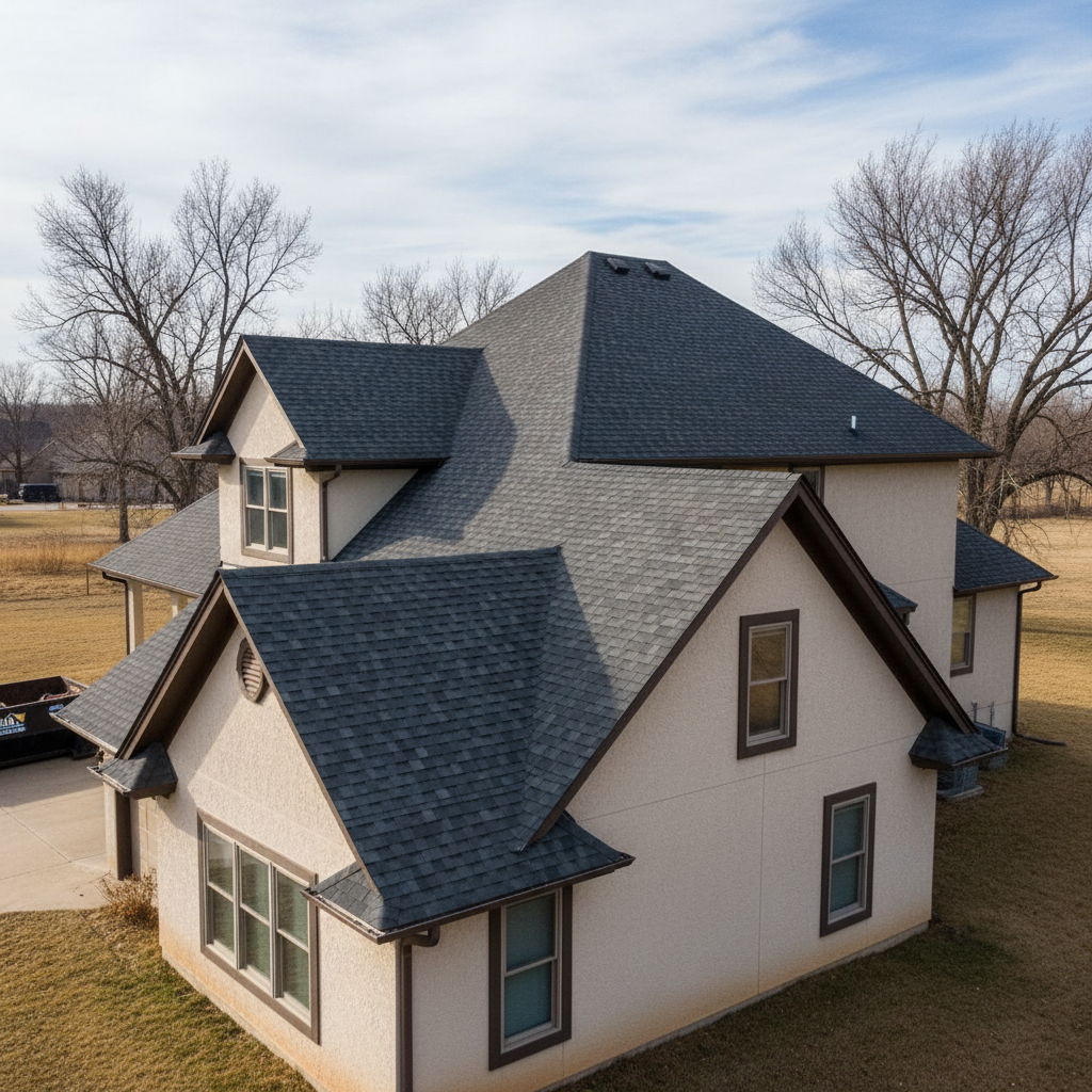 Completed roof installation work at a residential property in Garden City, KS