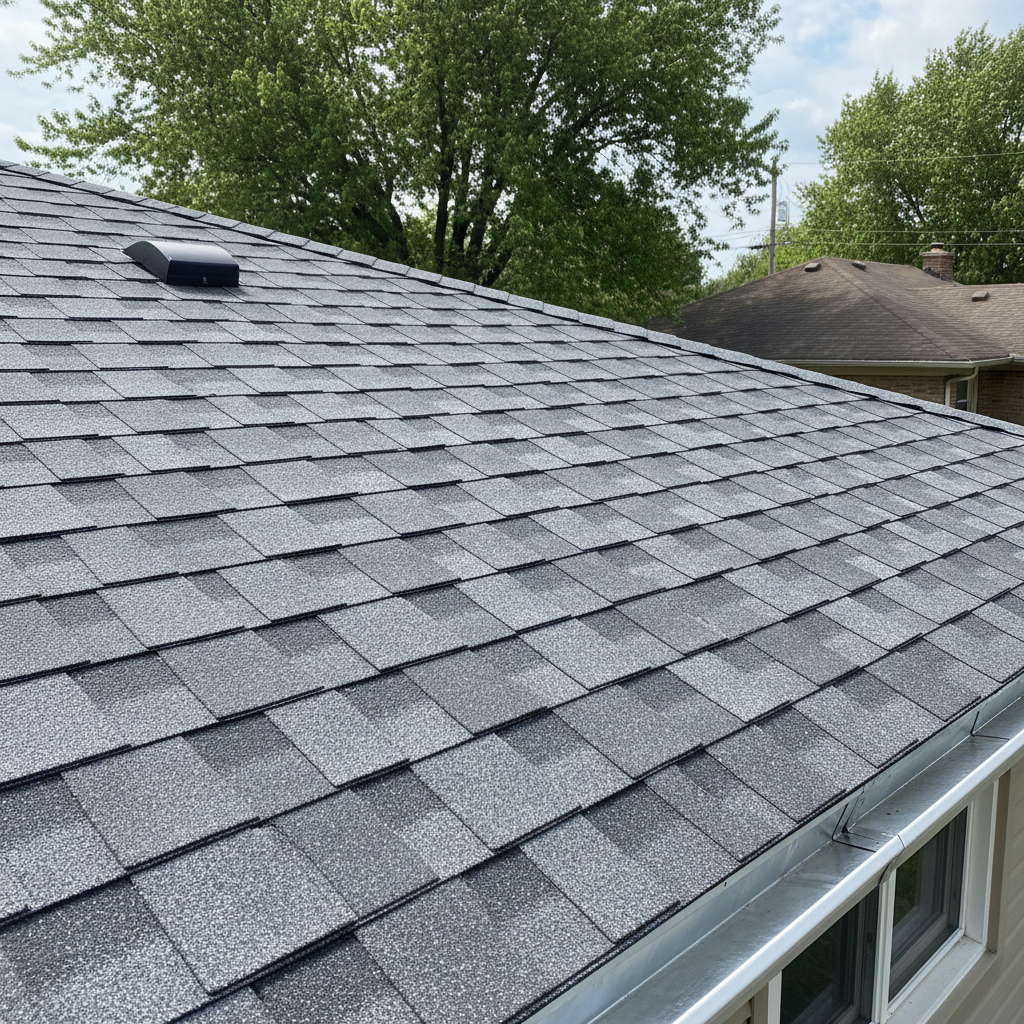 Completed roof installation work at a residential property in Leavenworth, KS