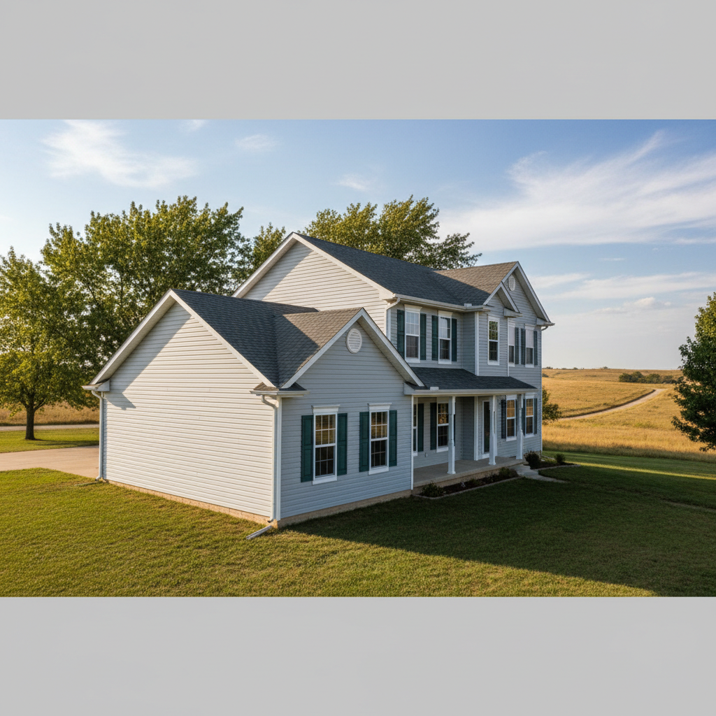 Completed siding replacement work at a residential property in Great Bend, KS