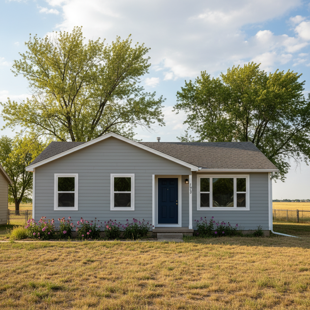 Completed siding replacement work at a residential property in Dodge City, KS