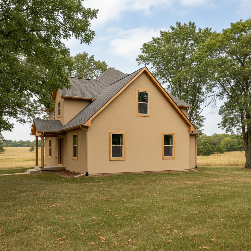 Completed stucco replacement work at a residential property in Topeka, KS