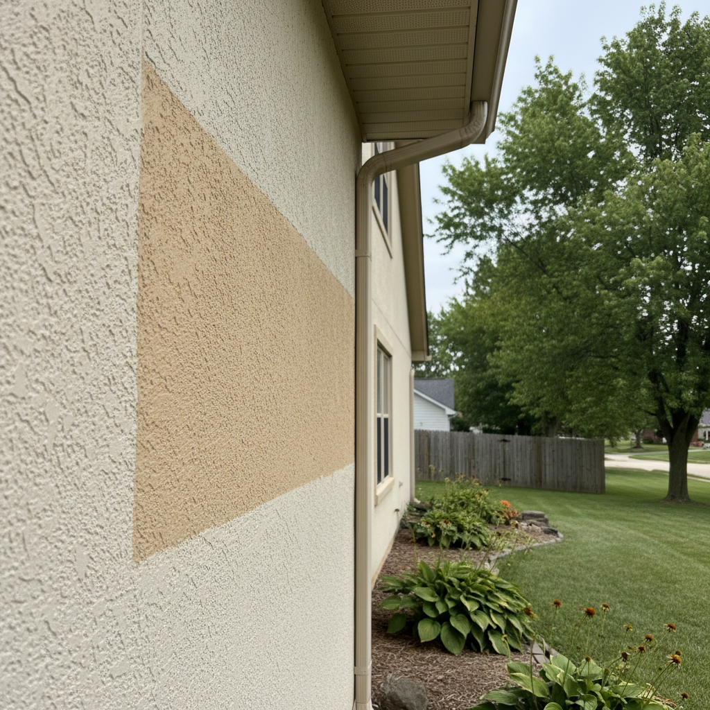 Completed stucco repair work at a residential property in Topeka, KS