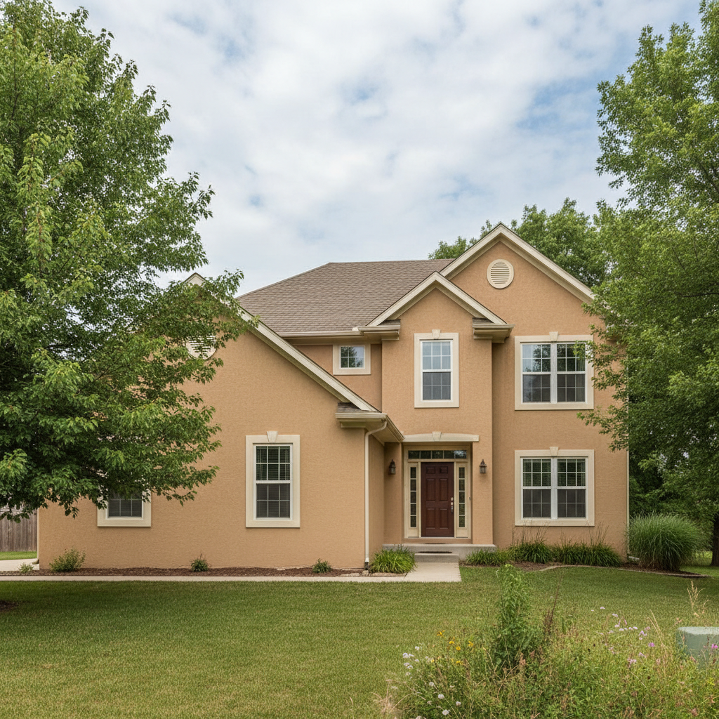 Completed stucco replacement work at a residential property in Wichita, KS
