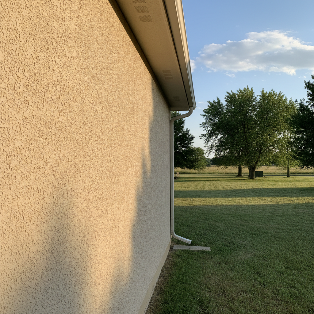 Completed stucco repair work at a residential property in Wichita, KS