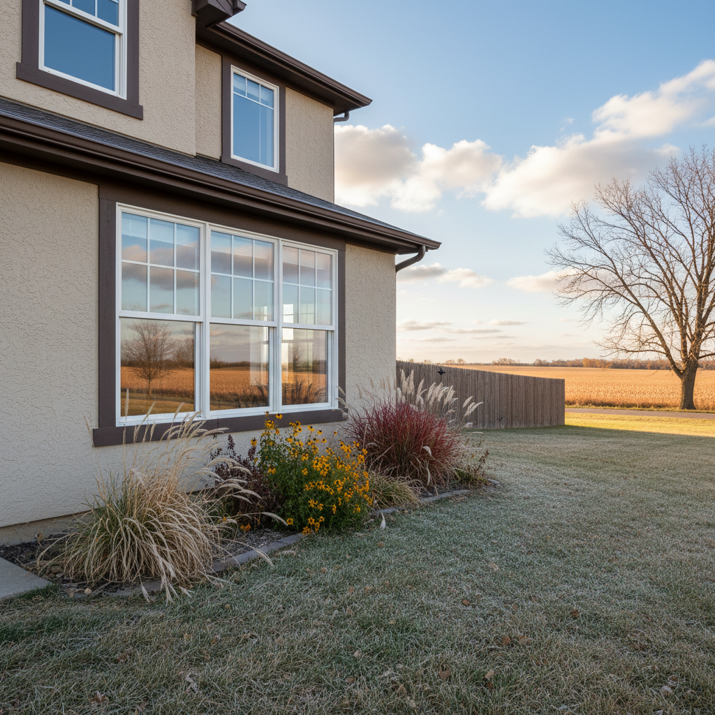 Completed window replacement work at a residential property in Great Bend, KS