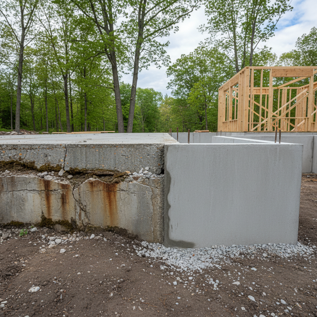 Completed concrete foundations work at a residential property in West Greenwich, RI