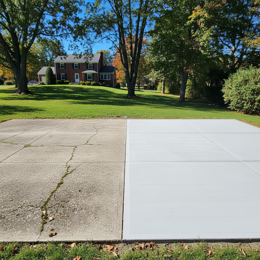Completed concrete patios work at a residential property in Marlborough, MA
