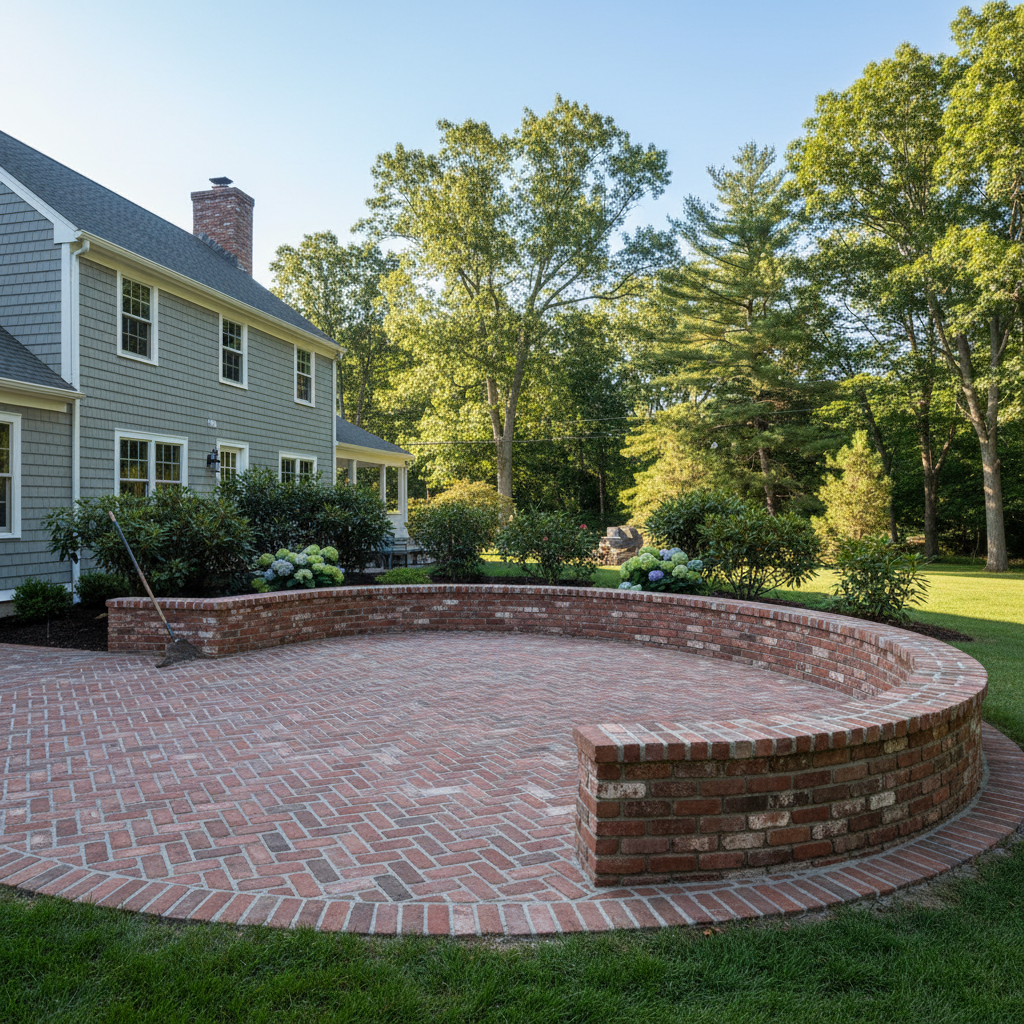 Completed brick laying work at a residential property in Wellesley, MA