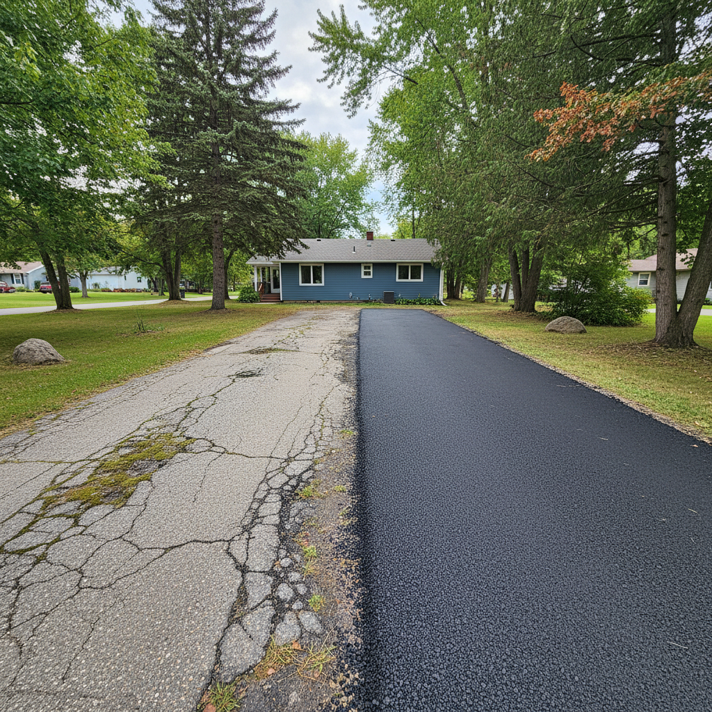 Completed asphalt milling work at a residential property in Duluth, MN