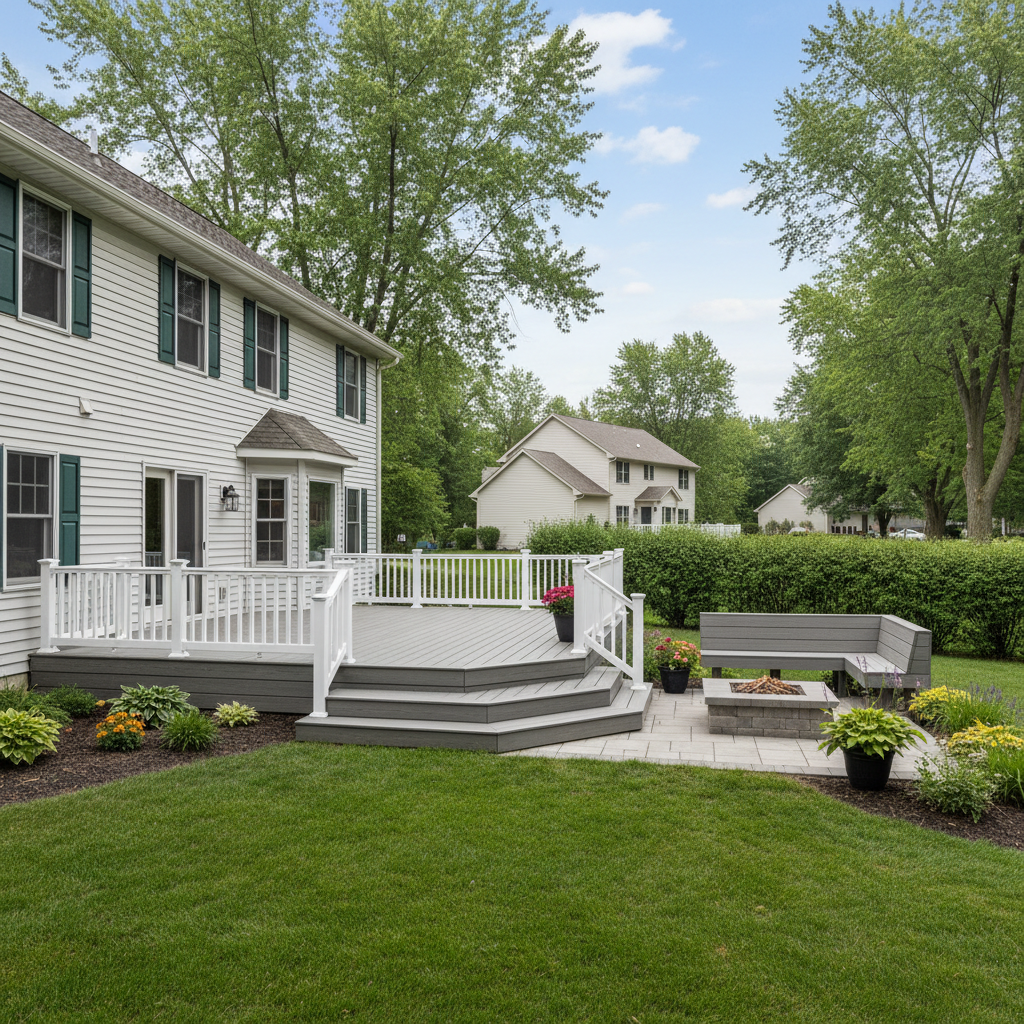 Completed composite decks work at a residential property in Minnetrista, MN