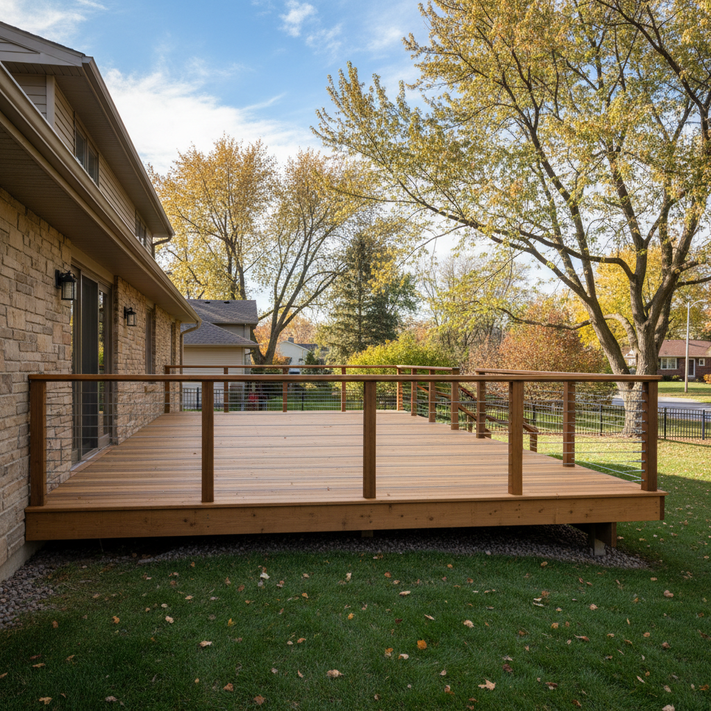 Completed deck railing installation work at a residential property in Minneapolis, MN