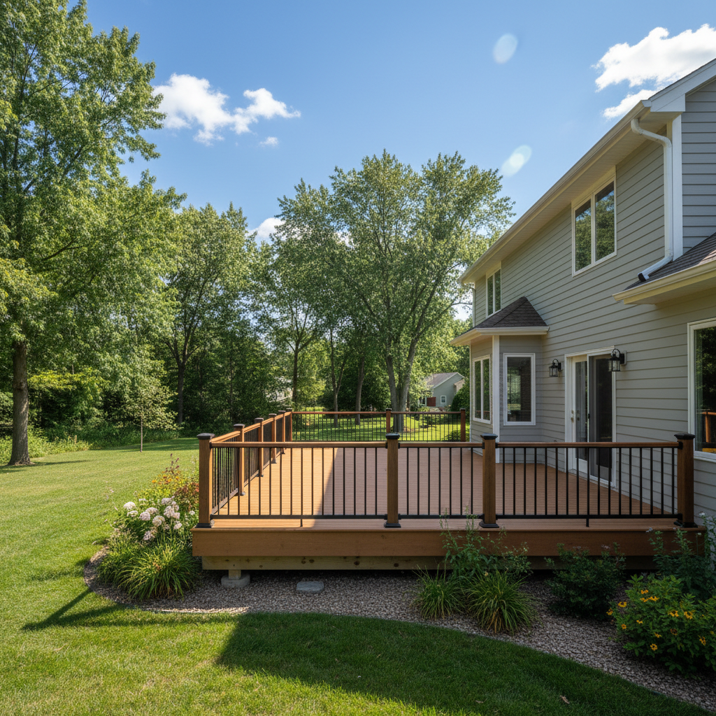 Completed deck railing installation work at a residential property in Medina, MN