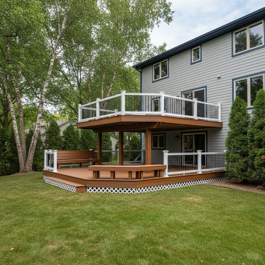Completed trex decks work at a residential property in Bloomington, MN