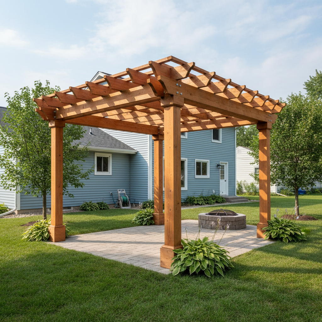 Completed pergola construction work at a residential property in Minneapolis, MN