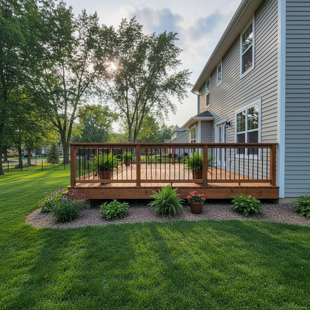 Completed deck railing installation work at a residential property in St Paul, MN