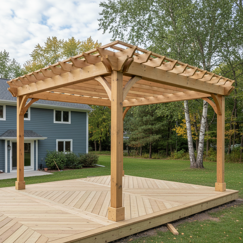 Completed pergola construction work at a residential property in Minneapolis, MN