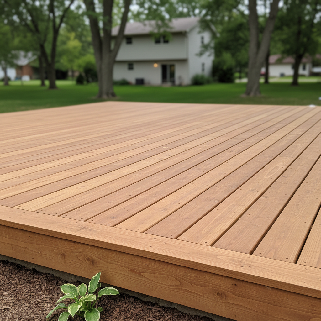 Completed deck construction work at a residential property in Bloomington, MN