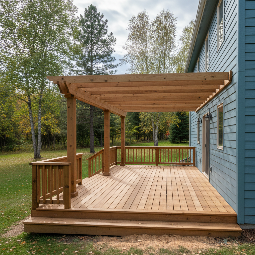 Completed pergola construction work at a residential property in Duluth, MN