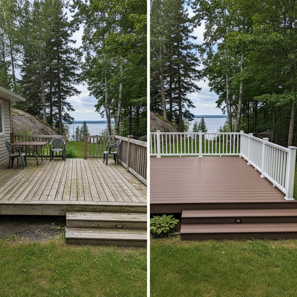 Completed composite decks work at a residential property in Duluth, MN