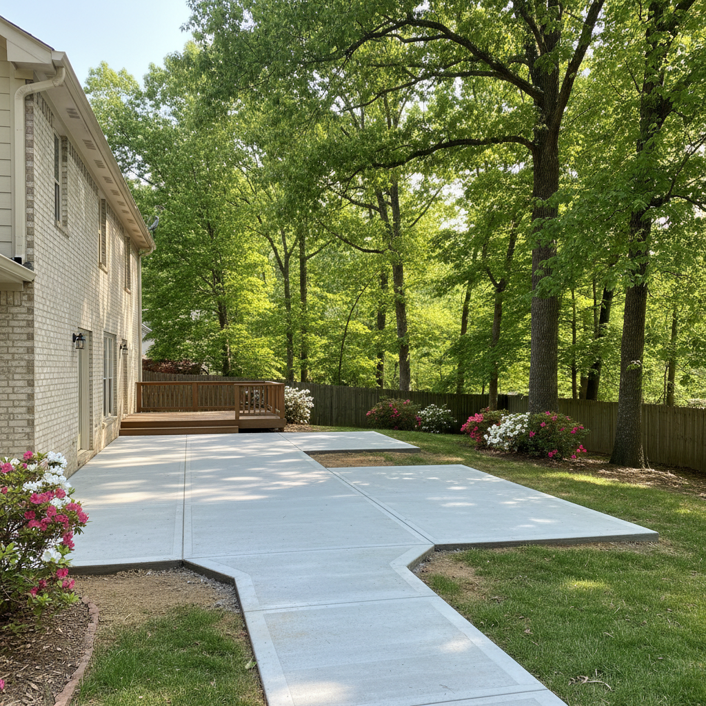 Completed concrete installation work at a residential property in Olive Branch, MS