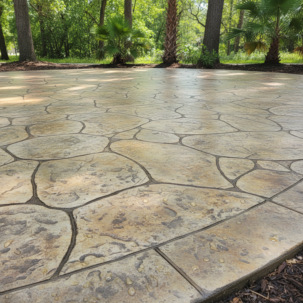 Completed decorative concrete work at a residential property in Gulfport, MS