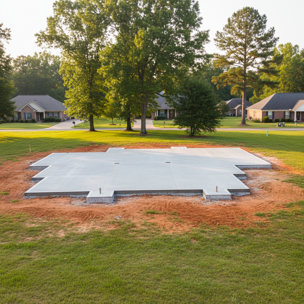 Completed concrete foundations work at a residential property in Olive Branch, MS