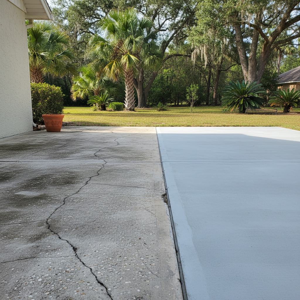 Completed concrete flatwork work at a residential property in Gulfport, MS