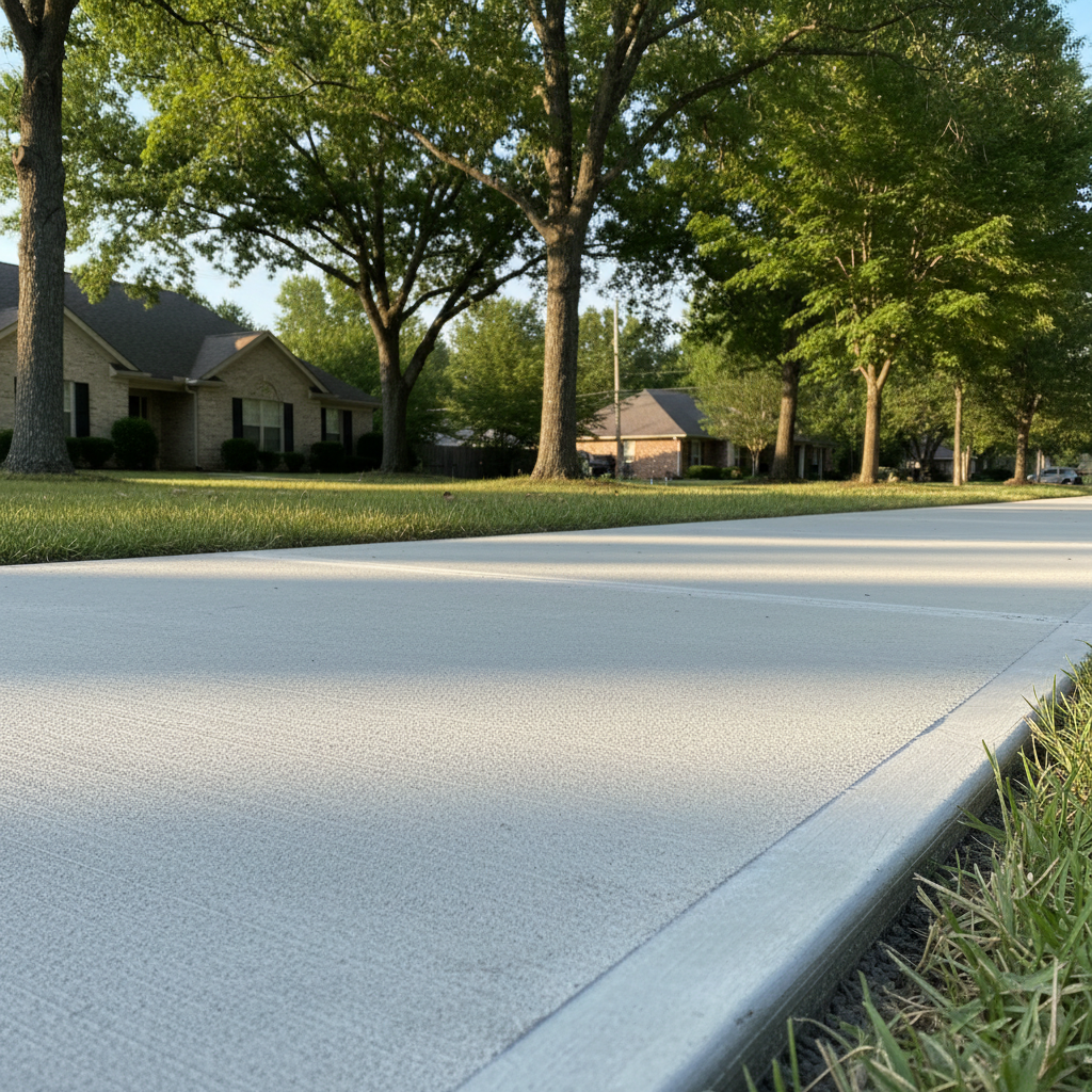 Completed concrete sidewalks work at a residential property in Olive Branch, MS