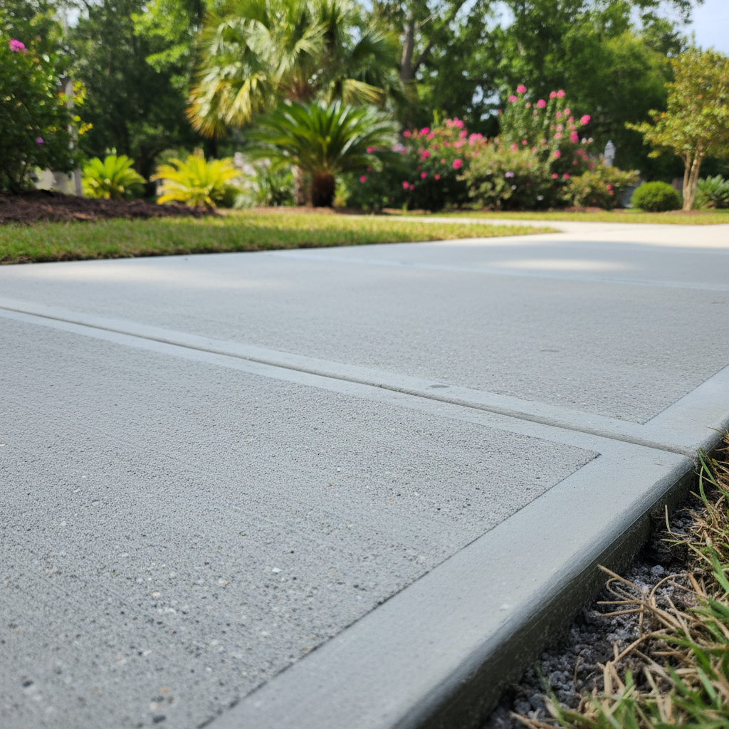 Completed concrete sidewalks work at a residential property in Gulfport, MS