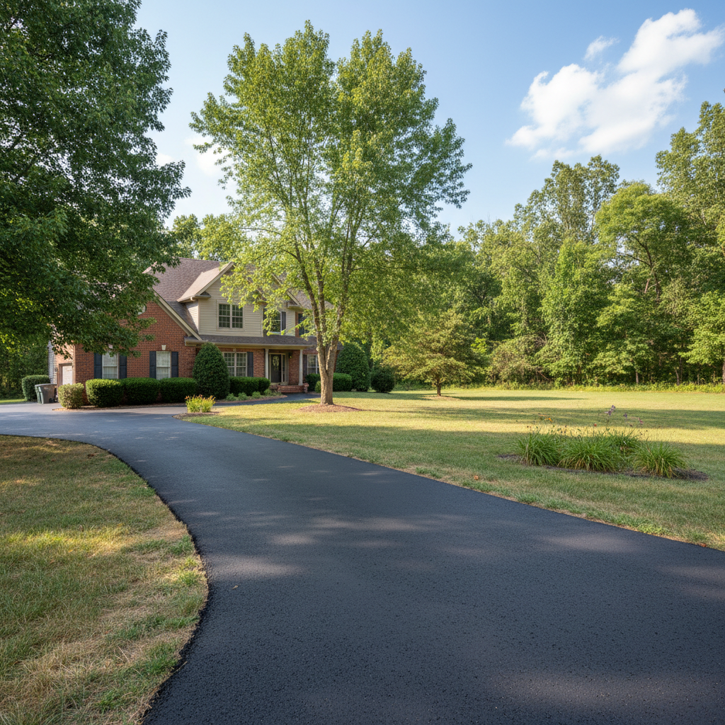 Completed asphalt paving work at a residential property in Columbia, MO