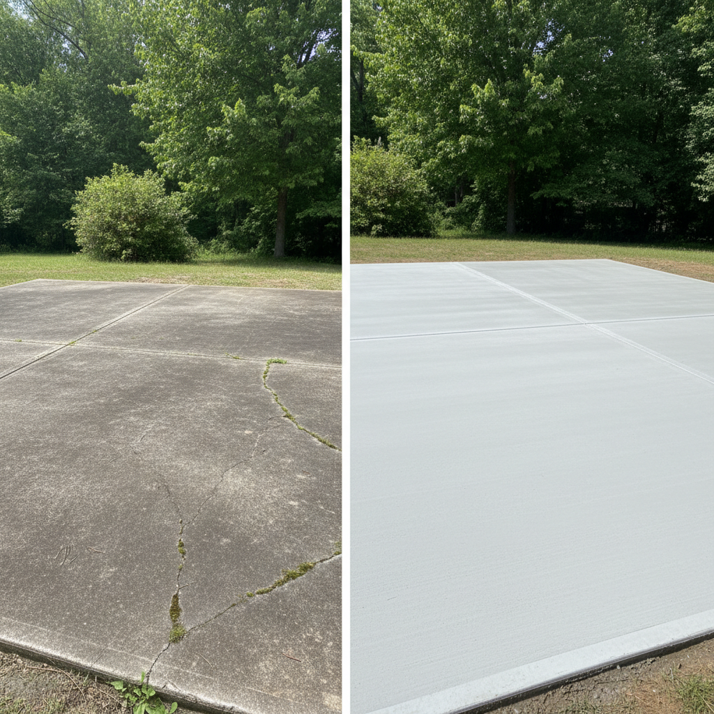 Completed concrete flatwork work at a residential property in Olive Branch, MS