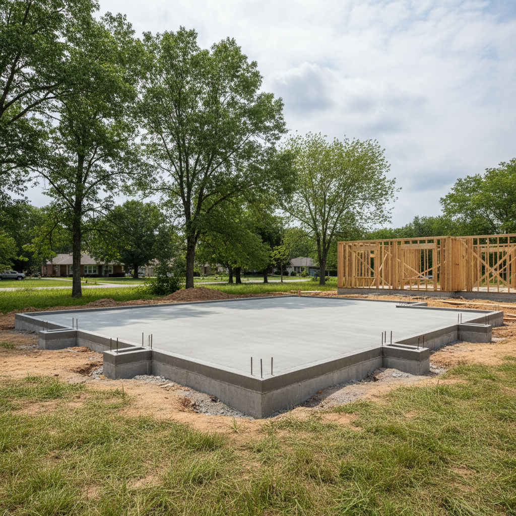 Completed concrete foundations work at a residential property in Aurora, MO