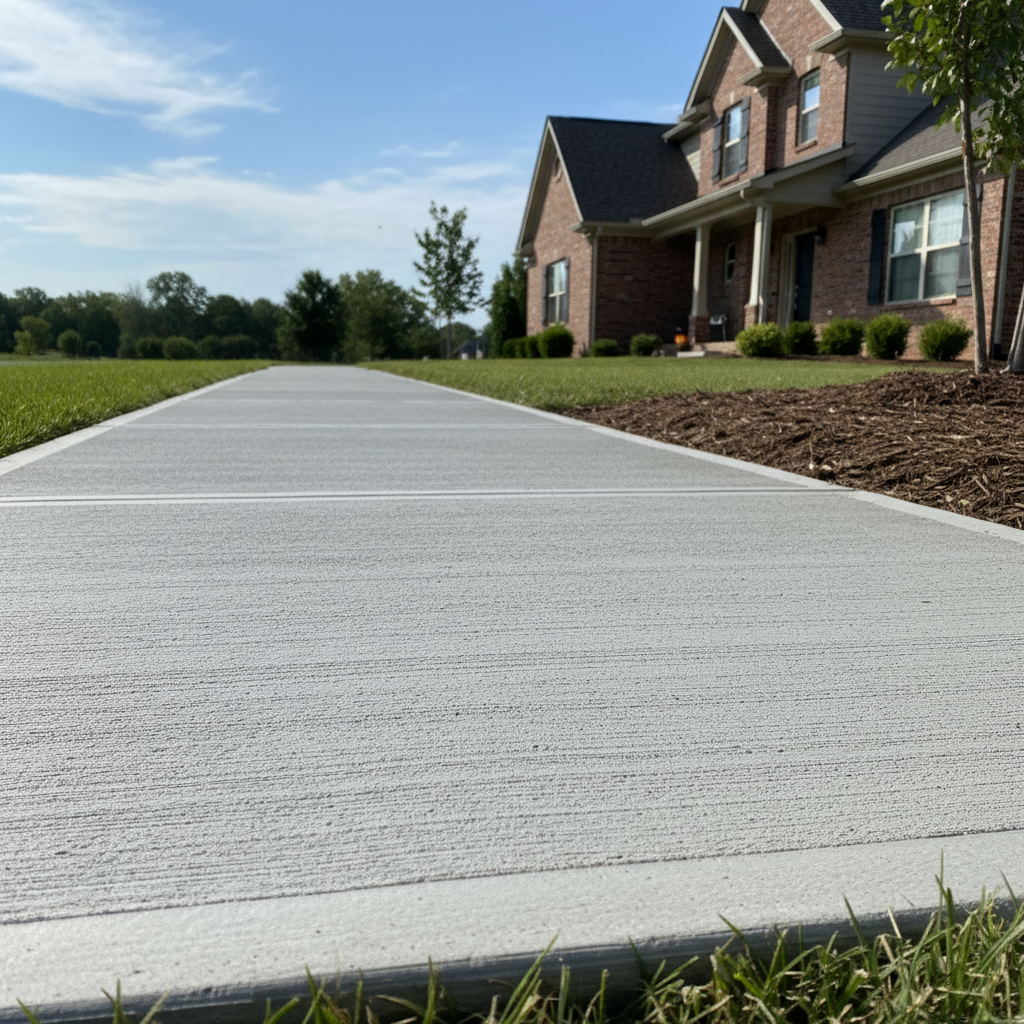 Completed concrete sidewalks work at a residential property in Aurora, MO