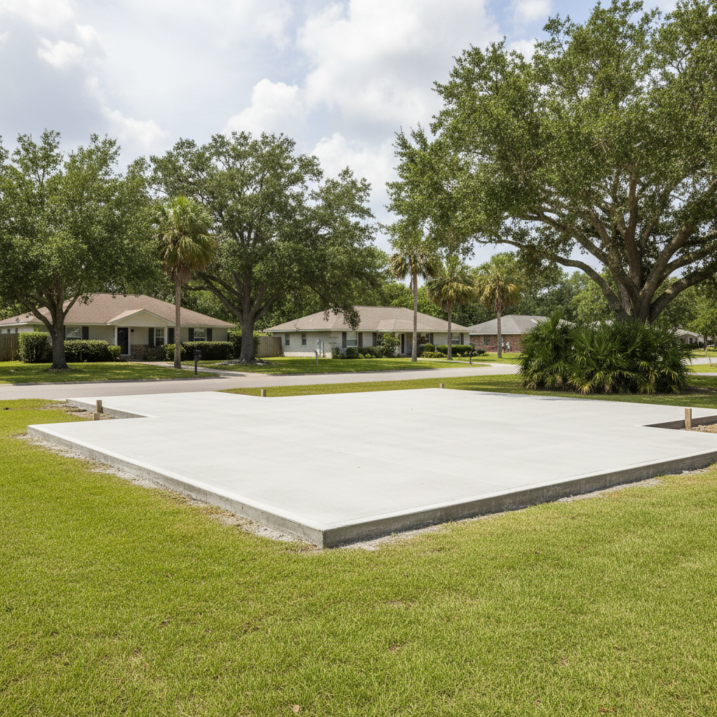 Completed concrete foundations work at a residential property in Gulfport, MS