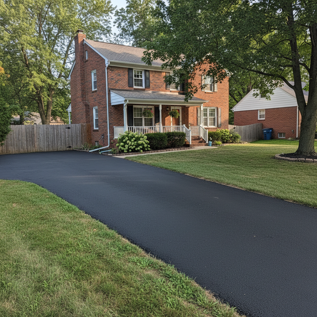 Completed asphalt sealcoating work at a residential property in Columbia, MO