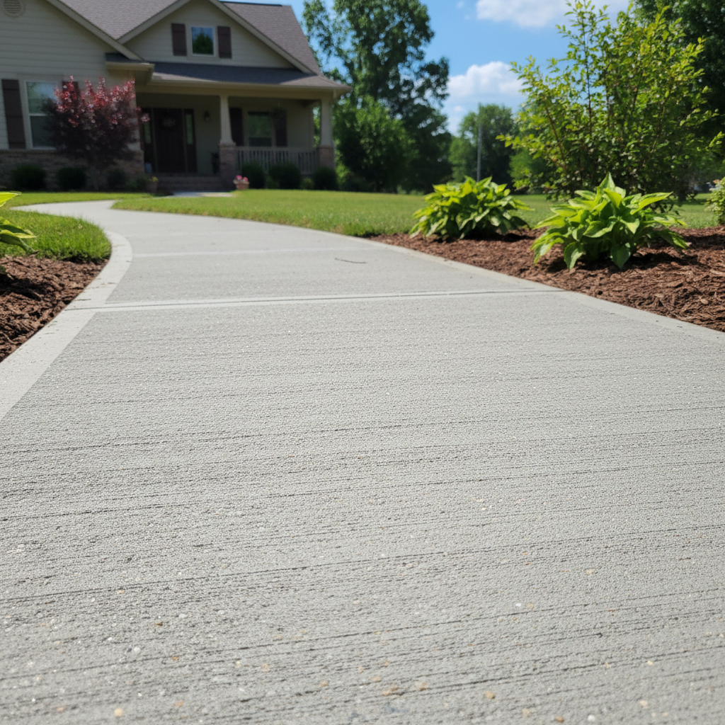 Completed concrete sidewalks work at a residential property in Aurora, MO