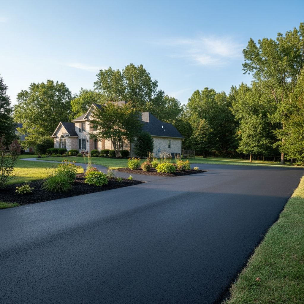 Completed asphalt sealcoating work at a residential property in Springfield, MO