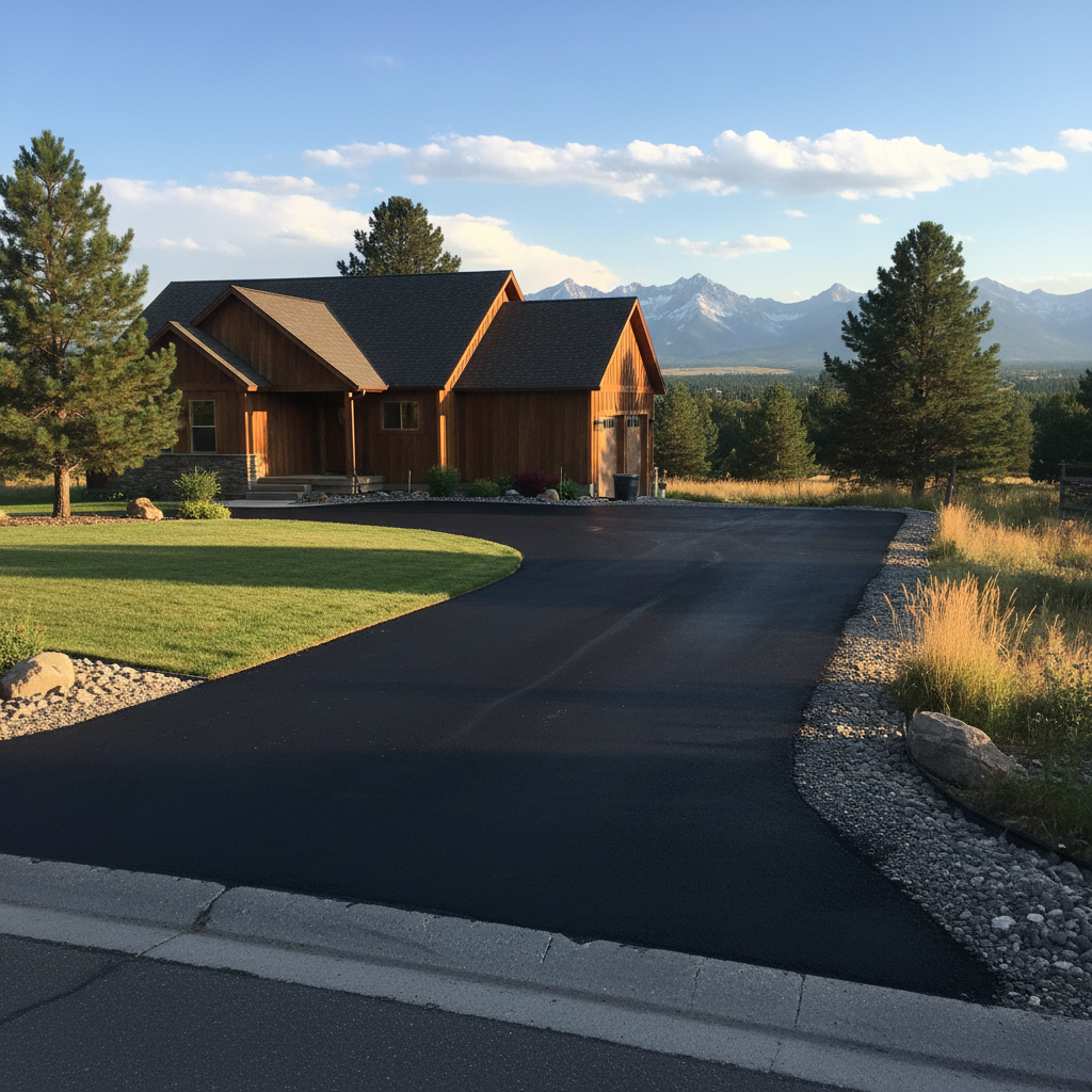 Completed asphalt sealcoating work at a residential property in Missoula, MT